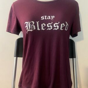 Stay Blessed Women's Burgundy T-Shirt Size M